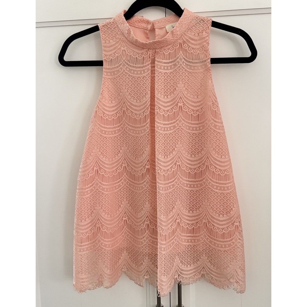 Love J Coral Crochet Halter Tank Top Lined Size Small Feminine Coquette Romantic - Picture 1 of 8